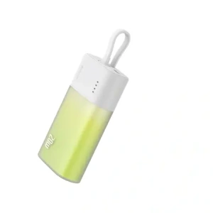 Powerbank Baseus Popsicle 5200mAh 20W z wbudowanym kablem Lightning + kabel Baseus Simple USB-C / USB-C 60W/20V/3A/30cm biało-zielony