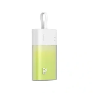 Powerbank Baseus Popsicle 5200mAh 20W z wbudowanym kablem Lightning + kabel Baseus Simple USB-C / USB-C 60W/20V/3A/30cm biało-zielony