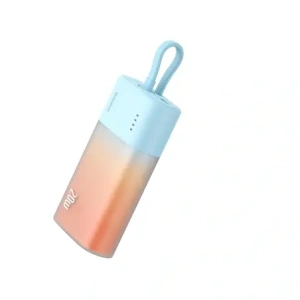 Powerbank Baseus Popsicle 5200mAh 20W z wbudowanym kablem Lightning + kabel Baseus Simple USB-C / USB-C 60W/20V/3A/30cm niebiesko-pomarańczowy