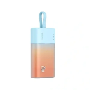 Powerbank Baseus Popsicle 5200mAh 20W z wbudowanym kablem Lightning + kabel Baseus Simple USB-C / USB-C 60W/20V/3A/30cm niebiesko-pomarańczowy