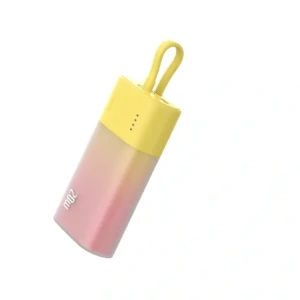 Powerbank Baseus Popsicle 5200mAh 20W z wbudowanym kablem Lightning + kabel Baseus Simple USB-C / USB-C 60W/20V/3A/30cm zółto-różowy