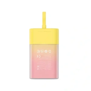 Powerbank Baseus Popsicle 5200mAh 20W z wbudowanym kablem Lightning + kabel Baseus Simple USB-C / USB-C 60W/20V/3A/30cm zółto-różowy