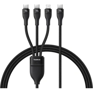 Kabel 3w1 Baseus Flash Series 3 USB-C / 2xUSB-C, Lightning 1.5m 100W czarny