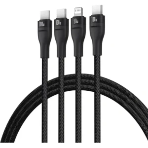 Kabel 3w1 Baseus Flash Series 3 USB-C / 2xUSB-C, Lightning 1.5m 100W czarny