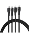 Kabel 3w1 Baseus Flash Series 3 USB-C / 2xUSB-C, Lightning 1.5m 100W czarny