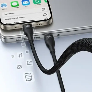Kabel 3w1 Baseus Flash Series 3 USB-C / 2xUSB-C, Lightning 1.5m 100W czarny