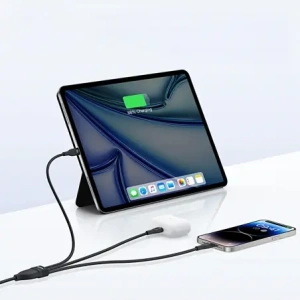 Kabel 3w1 Baseus Flash Series 3 USB-C / 2xUSB-C, Lightning 1.5m 100W czarny