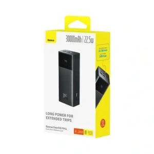 Powerbank Baseus EnerFill FP41 30000mAh 22.5W z kablem Baseus Simple USB-A / USB-C 3A 30cm czarny