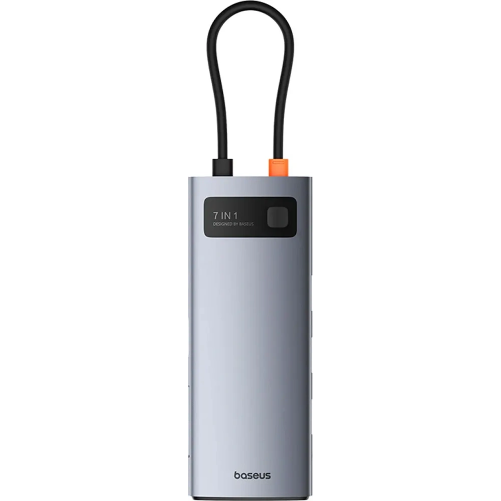 HUB Baseus Metal Gleam USB-C / HDMI 4K 60Hz, 3xUSB-A 3.0, USB-C PD, SD, microSD szary