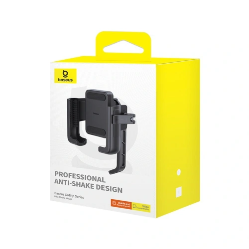 Uchwyt motocyklowy na telefon Baseus GoTrip do lusterka z amortyzacją czarny