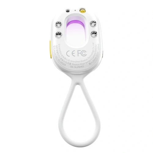 Wykrywacz ukrytych kamer Baseus Heyo Series II z alarmem i mini latarką + kabel Baseus Simple USB-A / USB-C biały