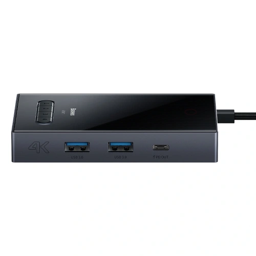 HUB Baseus PioneerJoy USB-C / HDMI 4K@60Hz, HDMI 4K@30Hz, DisplayPort 8K@30Hz, VGA, 2xUSB-A 3.0, 2xUSB-C szary