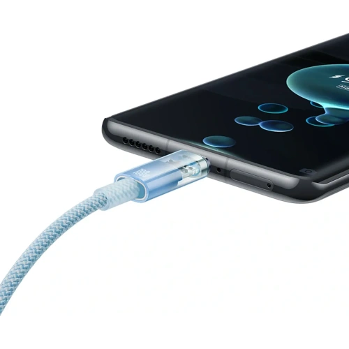 Kabel Baseus Explorer 100W USB-C - USB-C z inteligentnym czujnikiem temperatury 1m niebieski