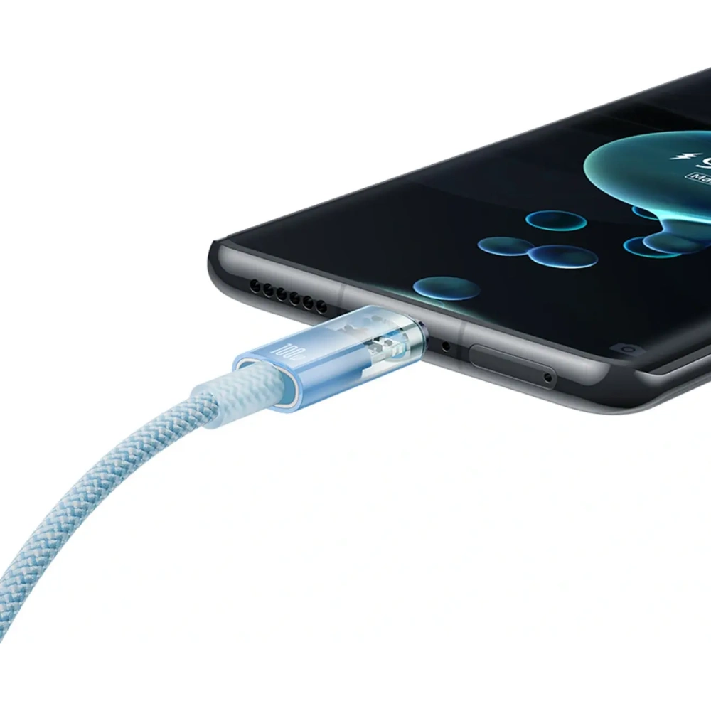Kabel Baseus Explorer 100W USB-C - USB-C z inteligentnym czujnikiem temperatury 1m niebieski