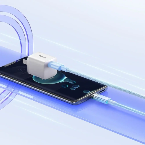 Kabel Baseus Explorer 100W USB-C - USB-C z inteligentnym czujnikiem temperatury 1m niebieski