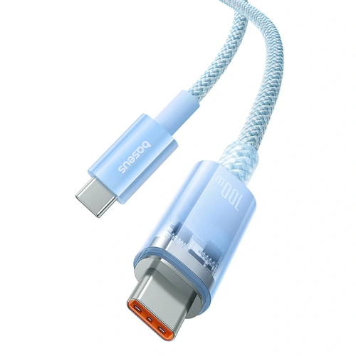 Kabel Baseus Explorer 100W USB-C - USB-C z inteligentnym czujnikiem temperatury 2m niebieski