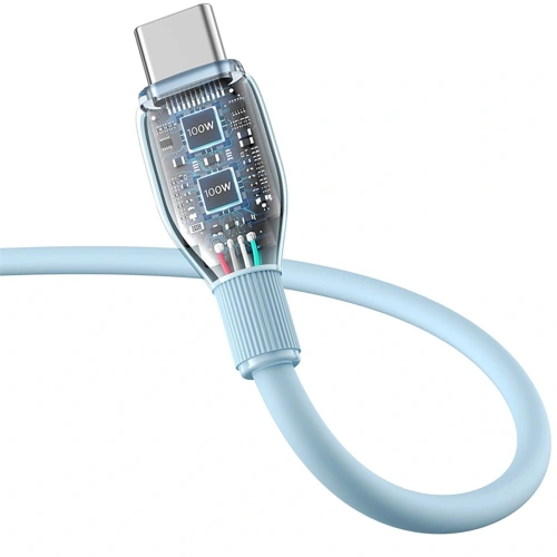 Kabel Baseus Pudding USB-A / USB-C 100W 2m niebieski