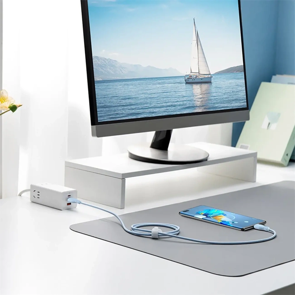 Kabel Baseus Pudding USB-A / USB-C 100W 2m niebieski