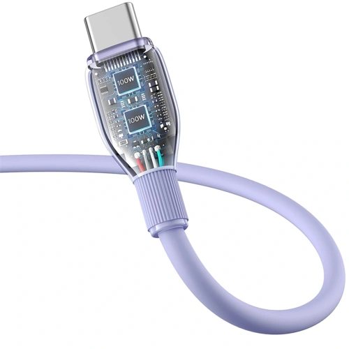 Kabel Baseus Pudding USB-A / USB-C 100W 2m fioletowy