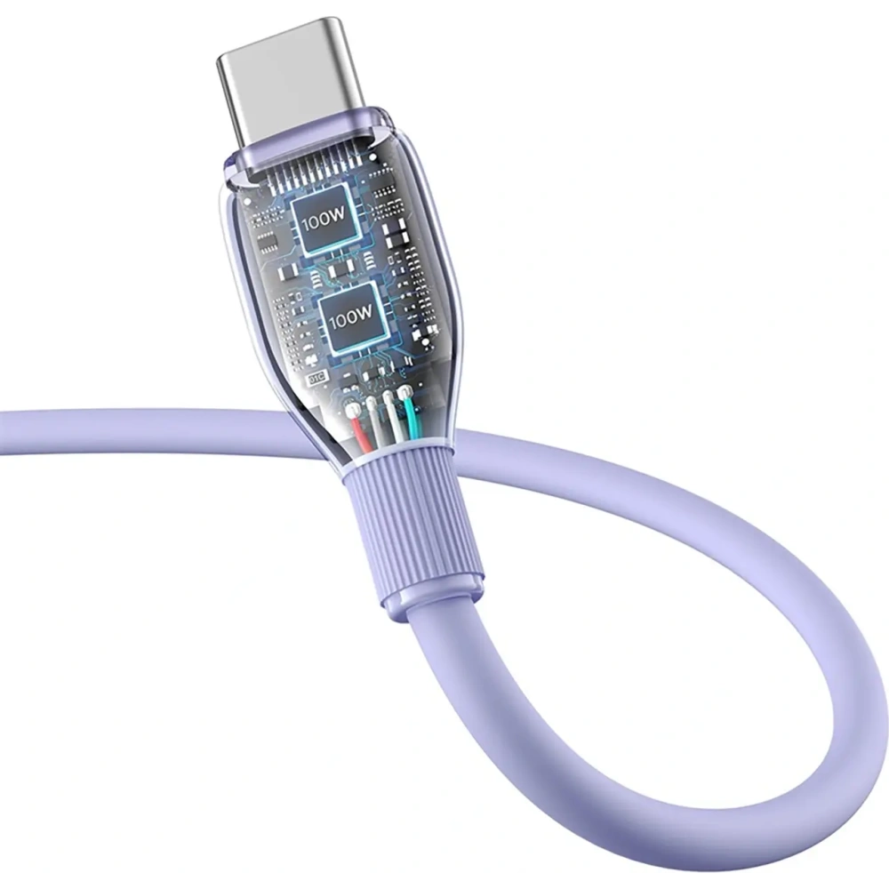 Kabel Baseus Pudding USB-A / USB-C 100W 2m fioletowy