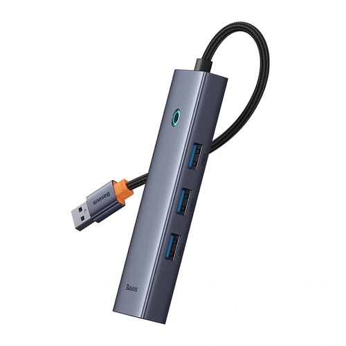 HUB Baseus UltraJoy USB-A / 3xUSB-A 3.0, RJ45 szary