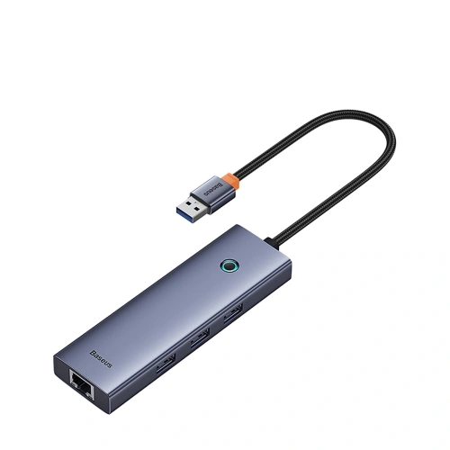 HUB Baseus UltraJoy USB-A / 3xUSB-A 3.0, RJ45 szary