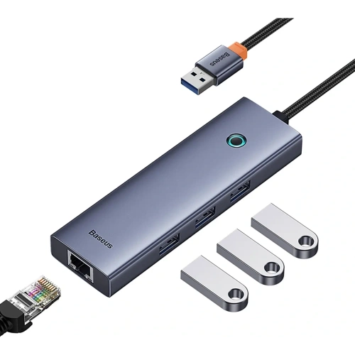 HUB Baseus UltraJoy USB-A / 3xUSB-A 3.0, RJ45 szary