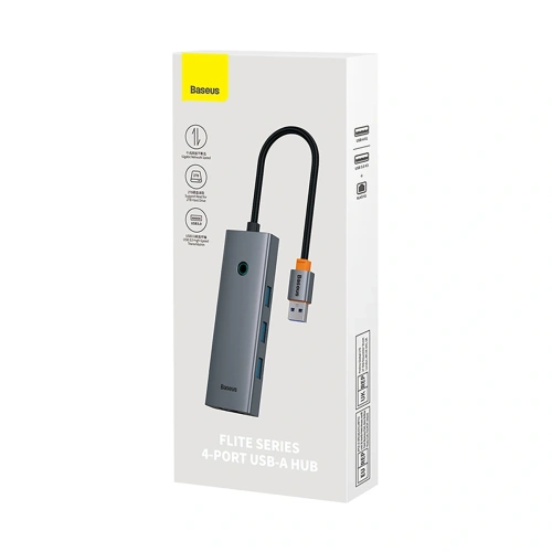 HUB Baseus UltraJoy USB-A / 3xUSB-A 3.0, RJ45 szary