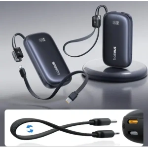 Powerbank Baseus EnerFill FC21 QPow3 Ultra 10000mAh 22.5W z wyświetlaczem i odłączanym kablem czarny