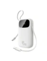 Powerbank Baseus EnerFill FC31 20000mAh 45W z wyświetlaczem cyfrowym i dwoma wbudowanymi kablami USB-C, Lightning biały