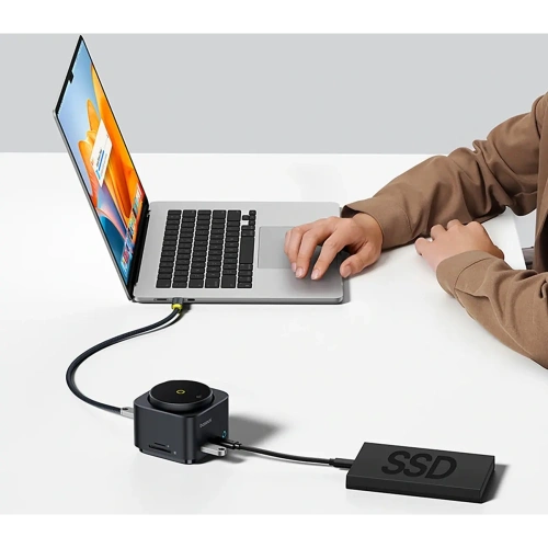 HUB Baseus MagPro Series II USB-C / ładowarka kompatybilna z MagSafe 15W, HDMI, USB-A, USB-C, SD/TF czarny