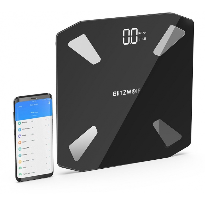 BlitzWolf Distributor - 5907489604000 - BLZ263BLK - BlitzWolf BW-SC3 smart scale WiFi with 13 body measurement functions (black) - B2B homescreen