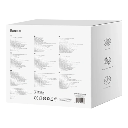Stacja ładująca Baseus PowerCombo 65W 1.5m 2xAC, USB-A, USB-C + kabel USB-C czarna