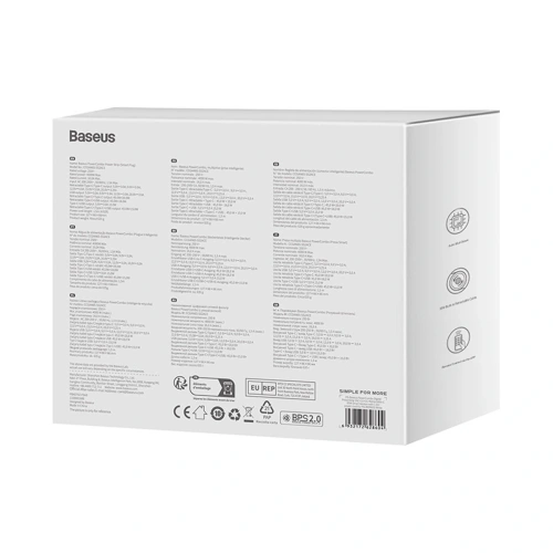 Stacja ładująca Baseus PowerCombo 65W 1.5m 2xAC, USB-A, USB-C + kabel USB-C biała