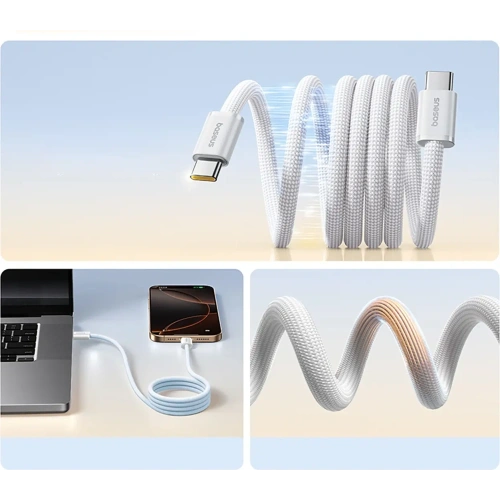 Kabel magnetyczny Baseus Dynamic 4 Pro 100W USB-C / USB-C 1m biały