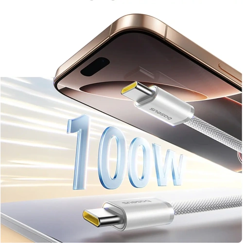 Kabel magnetyczny Baseus Dynamic 4 Pro 100W USB-C / USB-C 1m biały