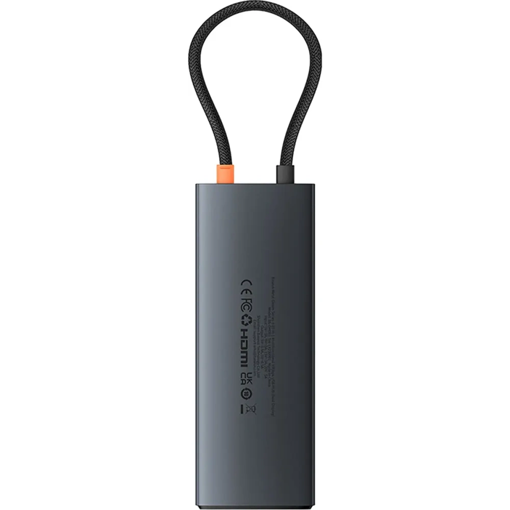 HUB Baseus Metal Gleam II USB-C / HDMI 4K@120Hz, HDMI 4K@60Hz, USB-A 3.2 10Gbps, USB-C 3.2 10Gbps, 2xUSB-A 2.0 480Mbps, USB-C PD 100W, RJ45 1000Mbps, SD/TF szary