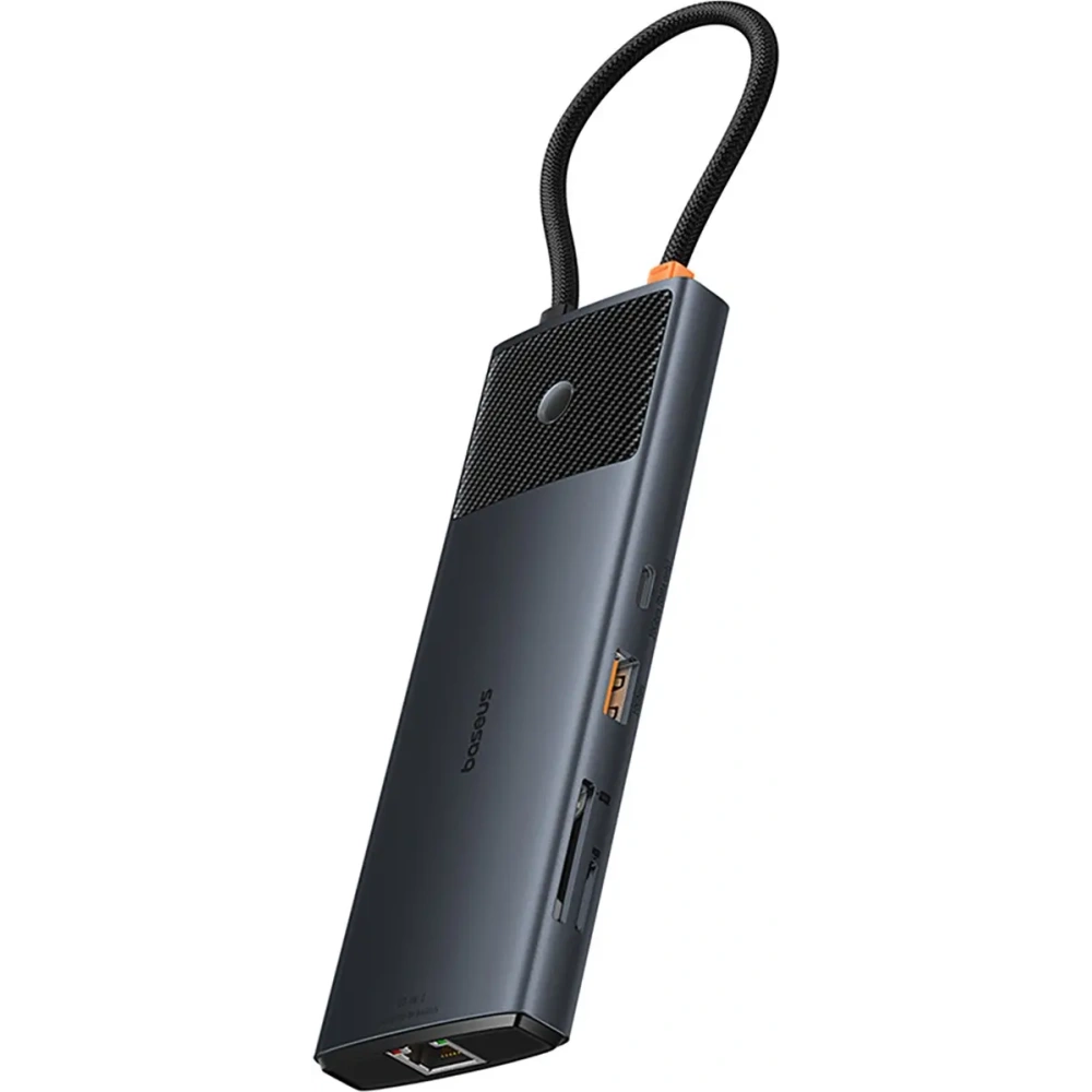 HUB Baseus Metal Gleam II USB-C / HDMI 4K@120Hz, HDMI 4K@60Hz, USB-A 3.2 10Gbps, USB-C 3.2 10Gbps, 2xUSB-A 2.0 480Mbps, USB-C PD 100W, RJ45 1000Mbps, SD/TF szary