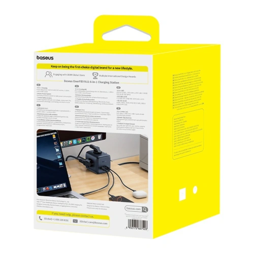 Kostka / listwa zasilająca Baseus EnerFill FA11 AC / USB-A 18W, USB-C 67W, 3xAC 1.5m czarna
