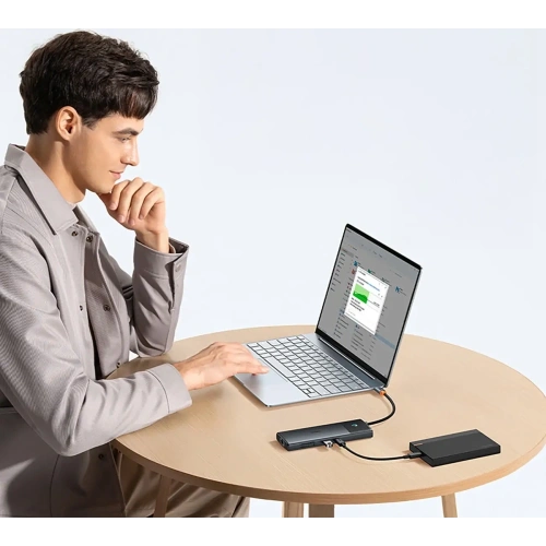 HUB Baseus Metal Gleam II USB-C / HDMI 4K@120Hz, HDMI 4K@60Hz, USB-A 3.2 10Gbps, USB-C 3.2 10Gbps, 2xUSB-A 2.0 480Mbps, USB-C PD 100W, RJ45 1000Mbps, SD/TF szary