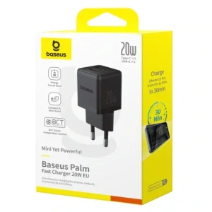 Ładowarka sieciowa Baseus Palm 20W USB-A, USB-C czarna