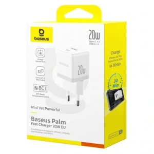 Ładowarka sieciowa Baseus Palm 20W USB-A, USB-C biała