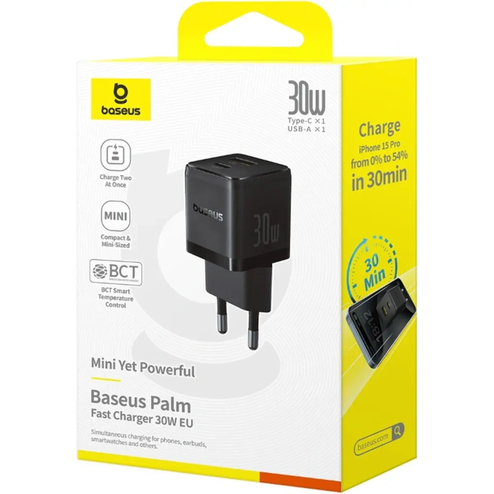 Ładowarka sieciowa Baseus Palm 30W USB-A, USB-C czarna