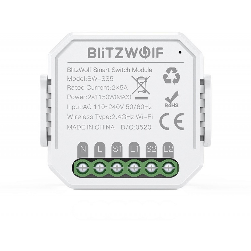 BlitzWolf Distributor - 5907489603959 - BLZ267 - BlitzWolf BW-SS5 Smart Switch WiFi 1-gang - B2B homescreen