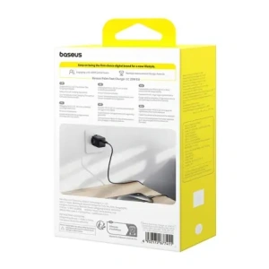 Ładowarka sieciowa Baseus Palm 1C 20W z kablem Baseus Mini White USB-C 60W 20V/3A 1m czarna