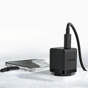 Ładowarka sieciowa Baseus Palm 1C 20W z kablem Baseus Mini White USB-C 60W 20V/3A 1m czarna