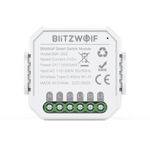 Inteligentny przełącznik WiFi BlitzWolf BW-SS5 (2-kanałowy)