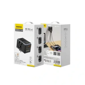 Adapter podróżny Dudao A65 Pro 65W EU / US / JP / AUS / UK 2x USB-C 2x USB-A czarny