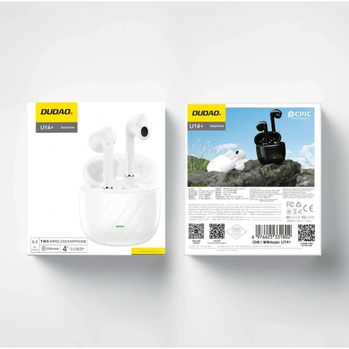 Bezprzewodowe słuchawki douszne Dudao U14+ TWS Bluetooth 5.3 białe