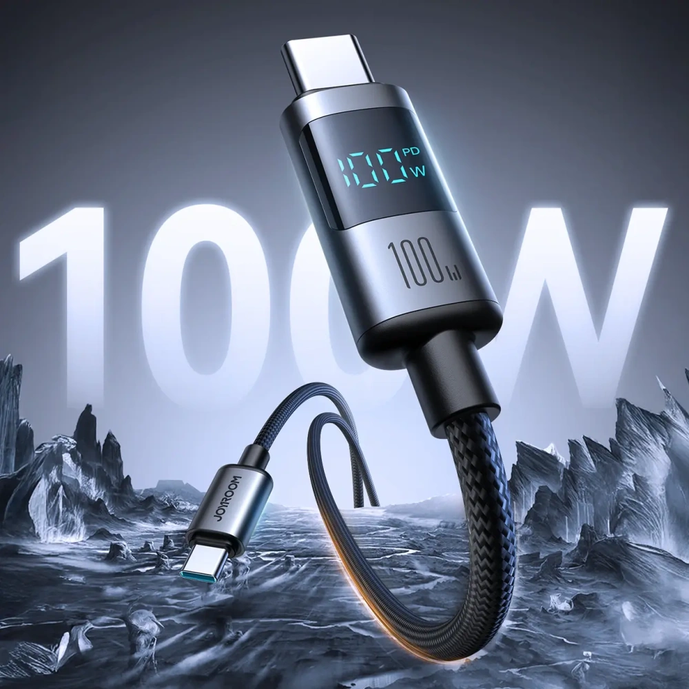Kabel Joyroom S-A16 Pro Prism Series USB-C / USB-C 100W z wyświetlaczem 1.2m czarny
